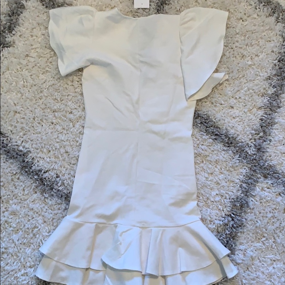 White Ruffle Mini Dress - Picture 4 of 4